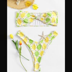 Lemon Lime Print Two Piece Bikini Set